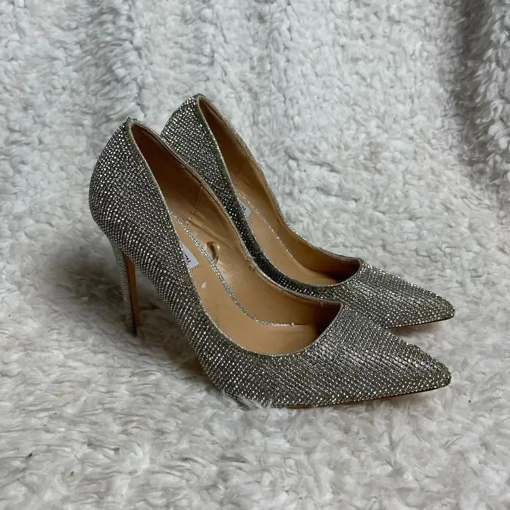 Steve Madden Alary Rhinestone slip on heels pointed toe size 7.5M